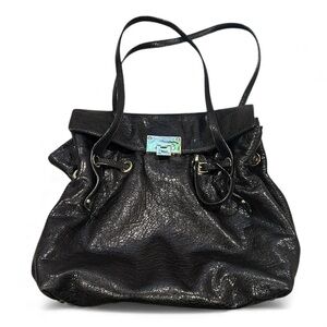 JIMMY CHOO BLACK SOFT LEATHER HANDBAG